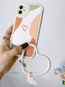Heart Pattern Phone Case With Lanyard - Multicolor - View 6