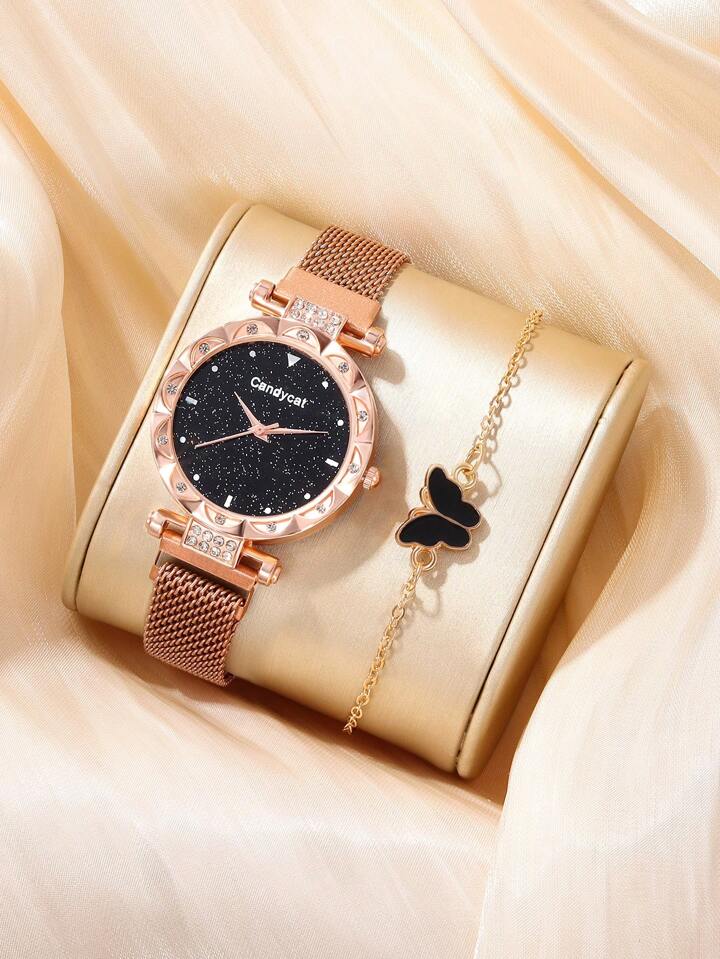 rose gold shein ladies watches