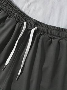 Men Letter Graphic Tee & Shorts Set - Multicolor - View 4