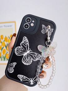 Ốp lưng điện thoại hình con bướm có dây buộc - Đen và trắng - Xem 1