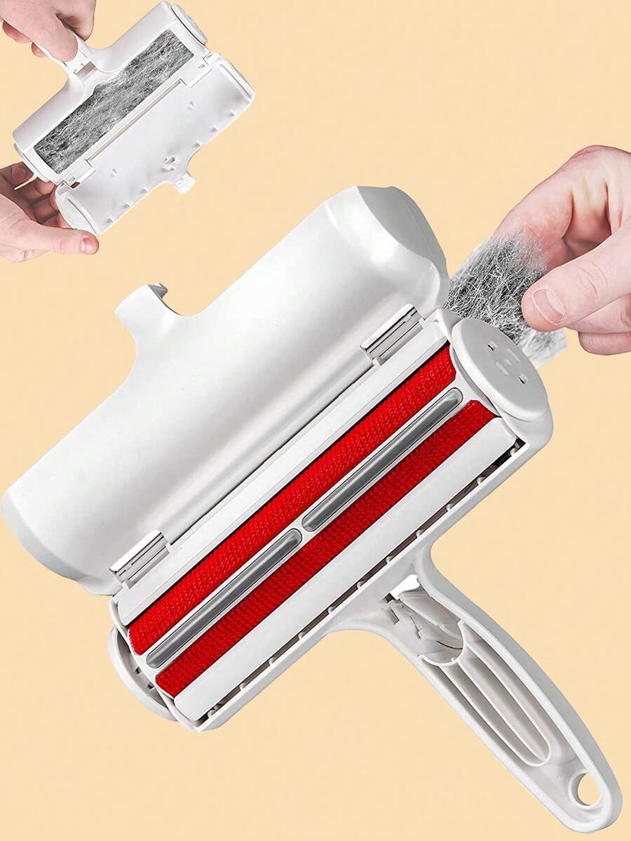 1pc Manual Pet Hair Removal Roller For Home Cleaning - Red and White - View 1