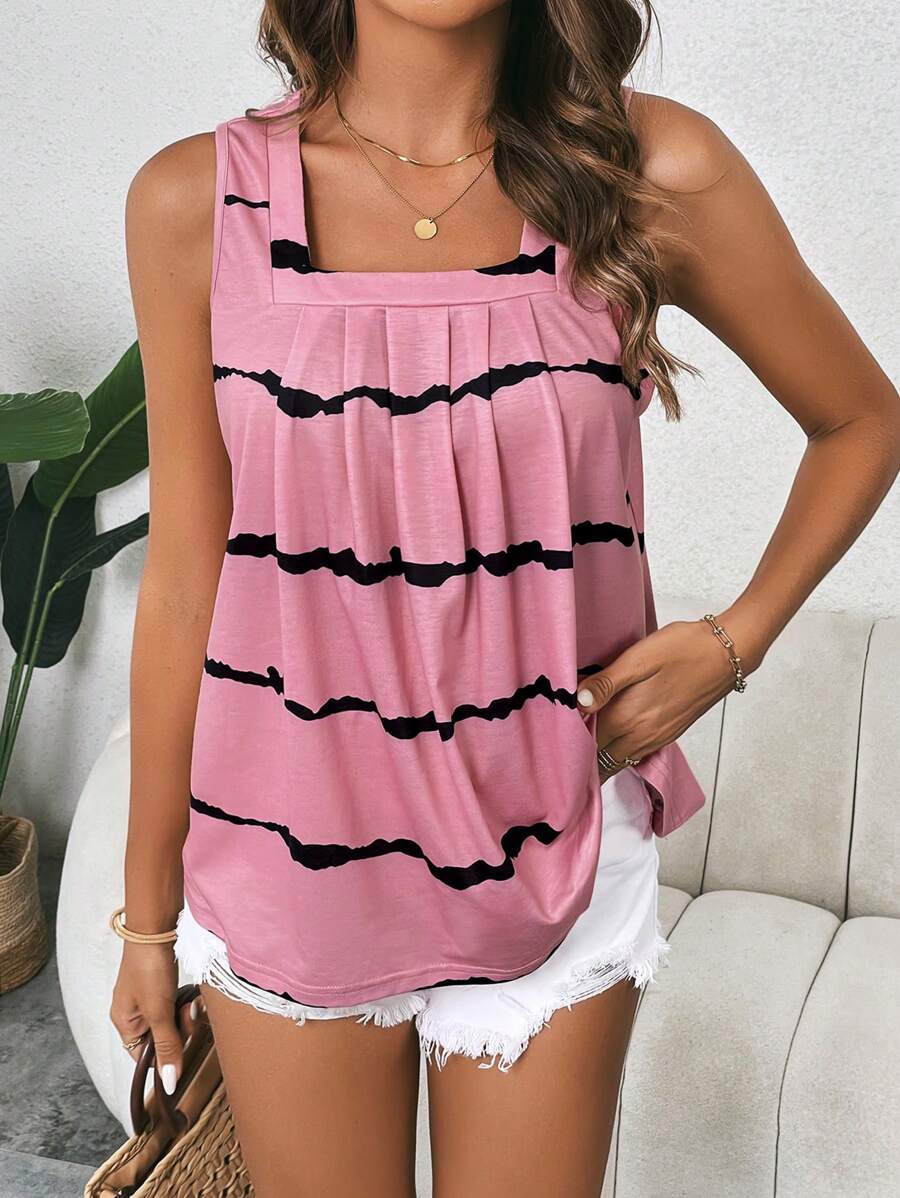 SHEIN LUNE Áo khoác và áo lót dành cho xe tăng nữ In ngẫu nhiên Giải trí - Hồng - Xem 1