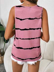 SHEIN LUNE Áo khoác và áo lót dành cho xe tăng nữ In ngẫu nhiên Giải trí - Hồng - Xem 2