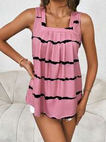 SHEIN LUNE Áo khoác và áo lót dành cho xe tăng nữ In ngẫu nhiên Giải trí - Hồng - Xem 4