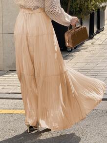 DAZY 纯色褶皱荷叶边裙