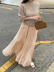 DAZY 纯色褶皱荷叶边裙