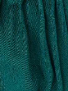 SHEIN LUNE 素色前打結闊腿褲 - 墨綠色 - 查看 7