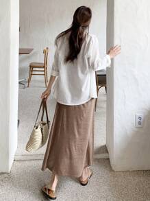 DAZY 纯色吊带连衣裙 无外套 吊带长裙 - 棕色 - 查看 2