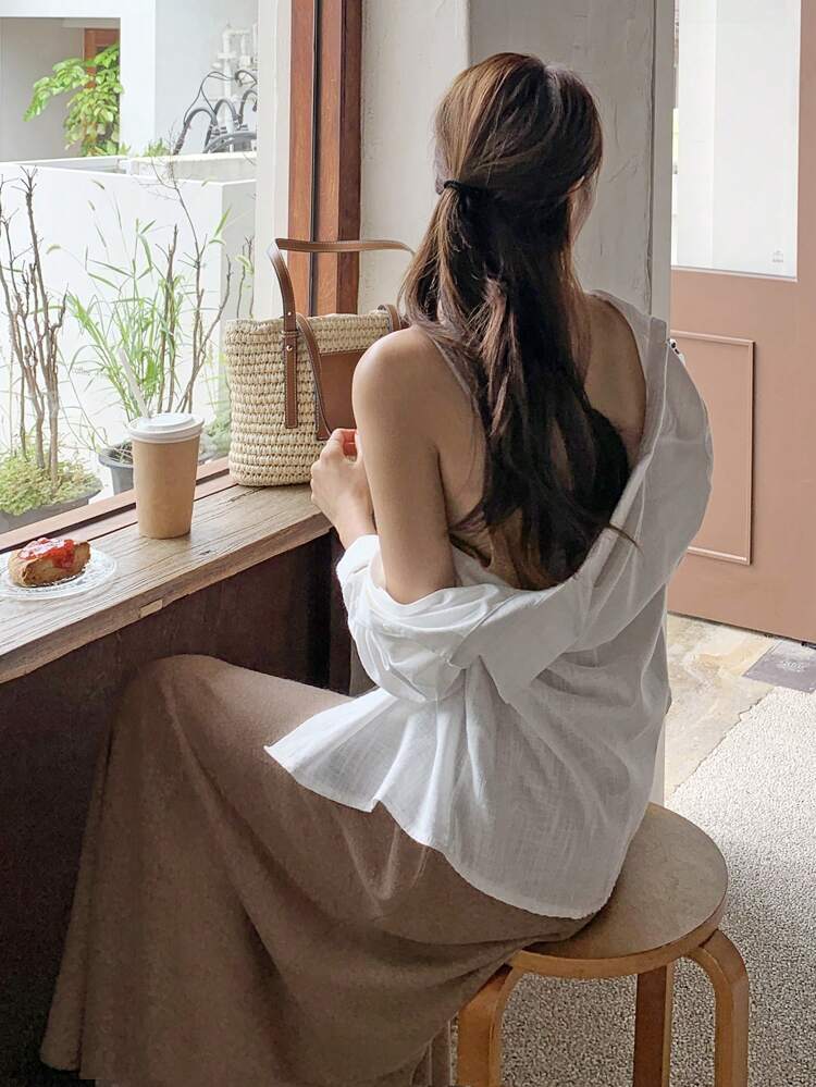 Solid Cami Dress Without Jacket Sundress Maxi Dress