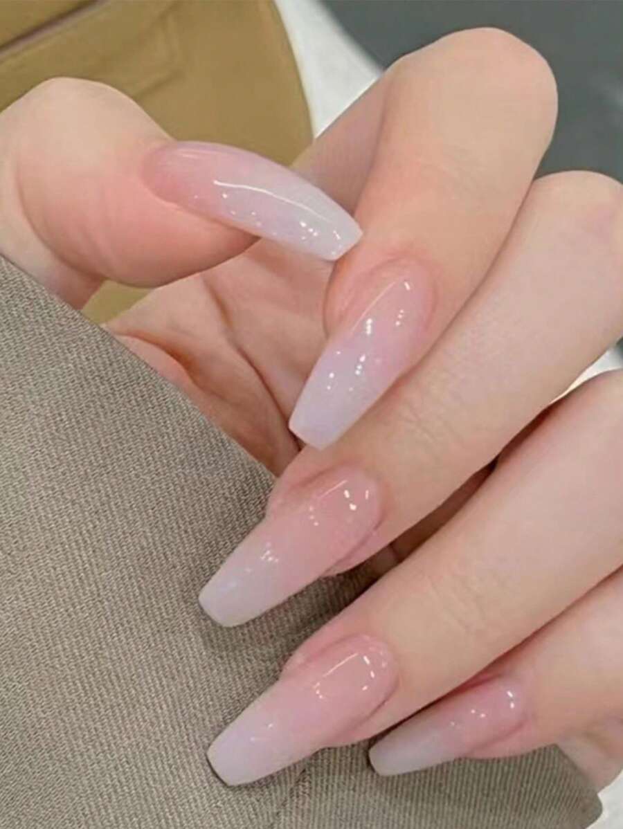 Nâng cấp vẻ ngoài của bạn với 24 chiếc Dài Quan Tài Ombre Ấn Vào Móng Tay Full Cover Giả Bộ Dụng Cụ Làm Móng Tay - Nhiều màu - Xem 1