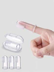3pcs Baby Silicone Finger Toothbrush - Clear - View 3