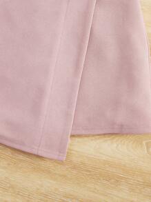 SHEIN Tween Girl Solid Wrap Hem Skirt - Baby Pink - View 4