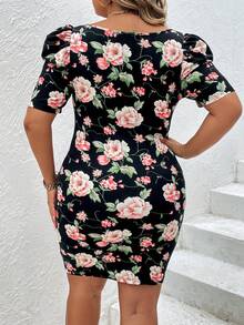 SHEIN Privé Đầm Plus Size Hoa Tất cả trên in Thanh lịch - Nhiều màu - Xem 2