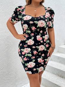 SHEIN Privé Đầm Plus Size Hoa Tất cả trên in Thanh lịch - Nhiều màu - Xem 6