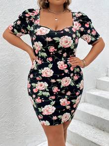 SHEIN Privé Đầm Plus Size Hoa Tất cả trên in Thanh lịch - Nhiều màu - Xem 5