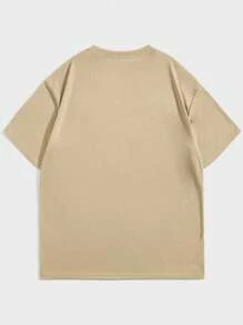 ROMWE MEN Goth Nam In Đầu lâu Áo thun Thả vai - Màu be - Xem 2