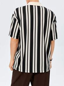 ROMWE MEN Street Life Guys Striped Letter Graphic Polo Shirt - Multicolor - View 2