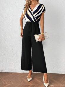 SHEIN Privé Áo liền quần nữ Trọn gói Sọc Thanh lịch - Nhiều màu - Xem 4