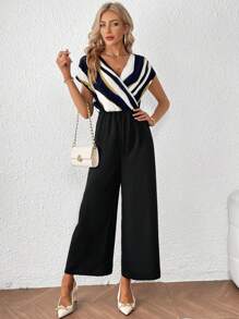 SHEIN Privé Áo liền quần nữ Trọn gói Sọc Thanh lịch - Nhiều màu - Xem 5