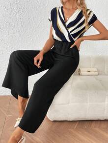 SHEIN Privé Áo liền quần nữ Trọn gói Sọc Thanh lịch - Nhiều màu - Xem 6