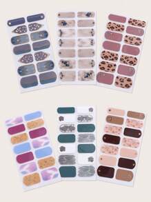 Etiqueta engomada del arte del clavo del mármol del brillo del oro del estilo francés y lima de uñas de 3 piezas, 6 hojas de kits de manicura de tiras de esmalte de uñas para mujeres y niñas - Multicolor - Ver 3