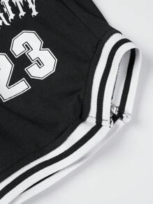 Manfinity Sport Corelite Männer Brief Grafik Kontrastbesatz Zugband Taillensport-set, Sportanzug, Trainingsanzug