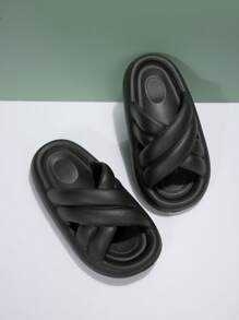 Dép nữ có đế dày đế dày có quai chéo đế mềm - màu đen - Xem 3