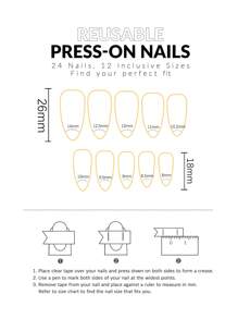 用24入組短杏仁牛圖案全覆蓋假指甲套裝升級您造型 - 彩色 - 查看 3