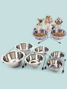 1 Bát Ăn Cho Thú Cưng, Bình Sữa Inox Bạc Cho Thú Cưng - Bạc - Xem 3