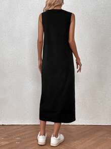 Chiquease 素色背心連衣裙 - 黑色 - 查看 2
