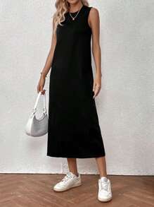 Chiquease 素色背心連衣裙 - 黑色 - 查看 3