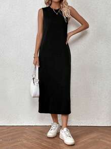 Chiquease 素色背心連衣裙 - 黑色 - 查看 4