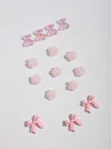 Trang trí móng tay nghệ thuật thiết kế nơ và hoa, 1 gói Phụ kiện làm móng nghệ thuật mơ mộng - Nhiều màu - Xem 3