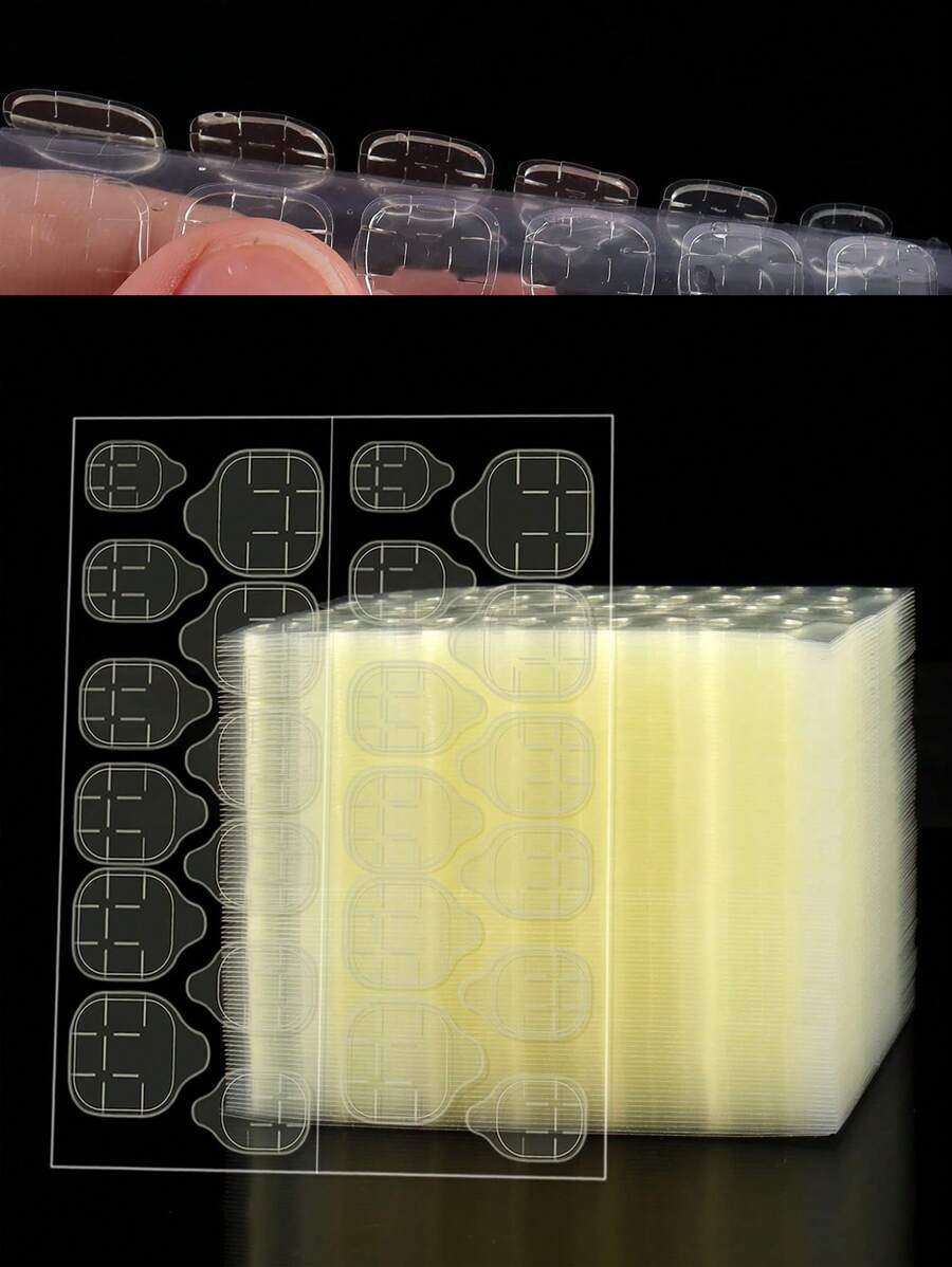 50張（1200個）薄型假指甲膠貼，超強粘性雙面透氣膠粘貼，假指甲貼紙DIY必備