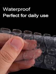 50張（1200個）薄型假指甲膠貼，超強粘性雙面透氣膠粘貼，假指甲貼紙DIY必備