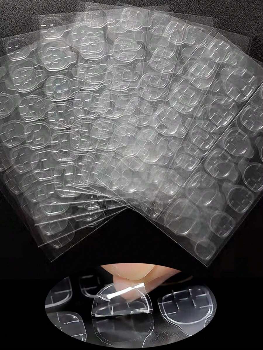 30sheets Fake Nail Glue Sticker, Double-Sided Nail Adhesive Stickers DIY - Clear - View 1