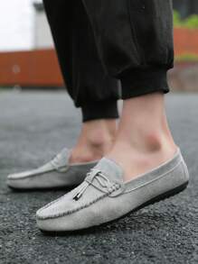 Men's Fashionable Loafers With Decorative Straps - Grey - View 1