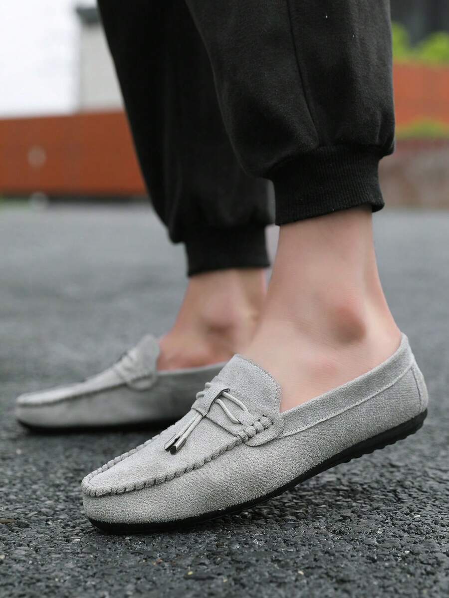 Men's Fashionable Loafers With Decorative Straps - Grey - View 1
