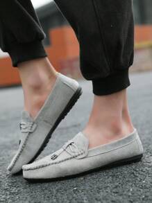 Men's Fashionable Loafers With Decorative Straps - Grey - View 2