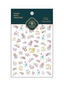 Calcomanía para decoración de uñas con medusas arcoíris de caramelo, 1 hoja de pegatina autoadhesiva para decoración de uñas con relieve 3D de estrella de mar oceánica y Luna - Multicolor - Ver 6