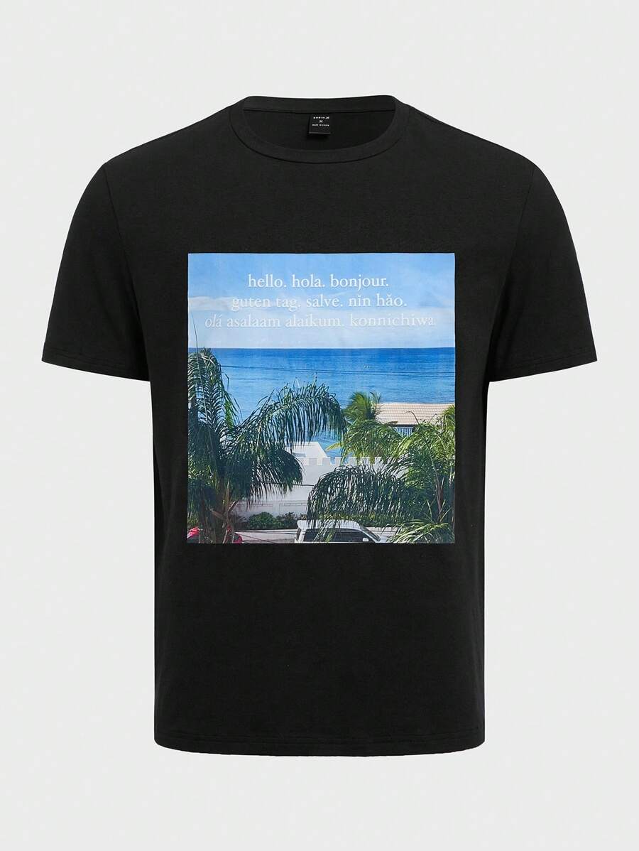 LYDIA SIMONE 男士標語圖案T恤 - 黑色 - 查看 1