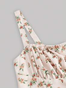 SHEIN X Tarsha Whitmore SHEIN MOD 碎花前繫帶吊帶連衣裙