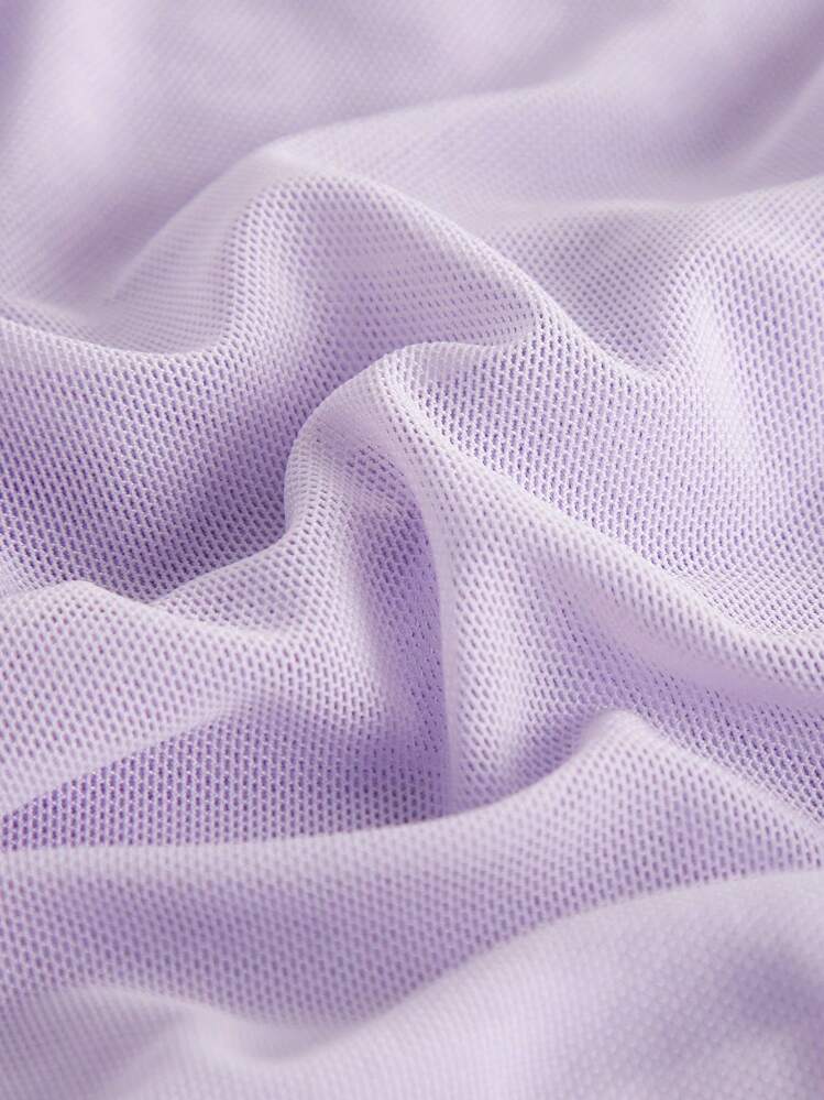 SHEIN MOD Draped Front Ruched Halter Top - Lilac Purple - View 3