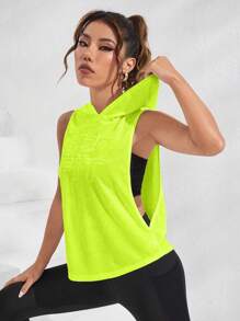 SHEIN Core Rhythm Letter Graphic Hooded Sports Sweatshirt