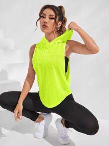 SHEIN Core Rhythm Letter Graphic Hooded Sports Sweatshirt
