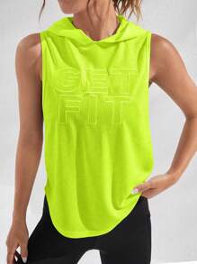 SHEIN Core Rhythm Letter Graphic Hooded Sports Sweatshirt