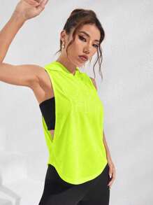 SHEIN Core Rhythm Letter Graphic Hooded Sports Sweatshirt