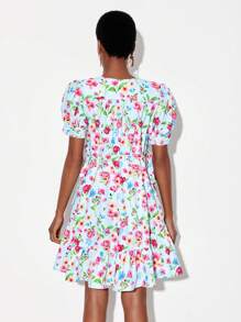 Luca Sciascia Đầm Nút Thắt nút Xù Viên lá sen Hoa Boho - Nhiều màu - Xem 2