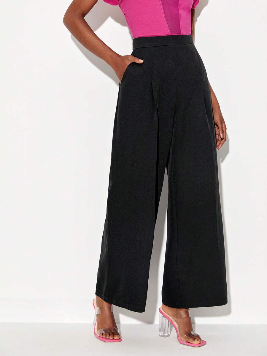 JoseAlberto 素色斜口袋西裝褲 - 黑色 - 查看 1