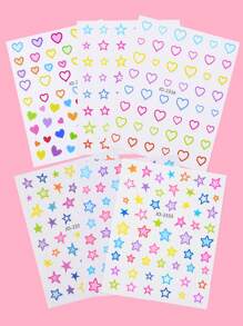 Nail Art Macaron, Heart, Star Stickers - Thin, Waterproof And Sticky Decorative Adhesive For Nail Decoration - Multicolor - View 2